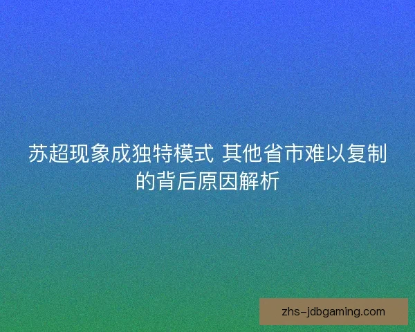 苏超现象成独特模式 其他省市难以复制的背后原因解析